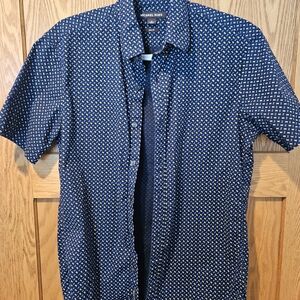 Michael Kors Men's Blue Patterned Slim Fit Shirt